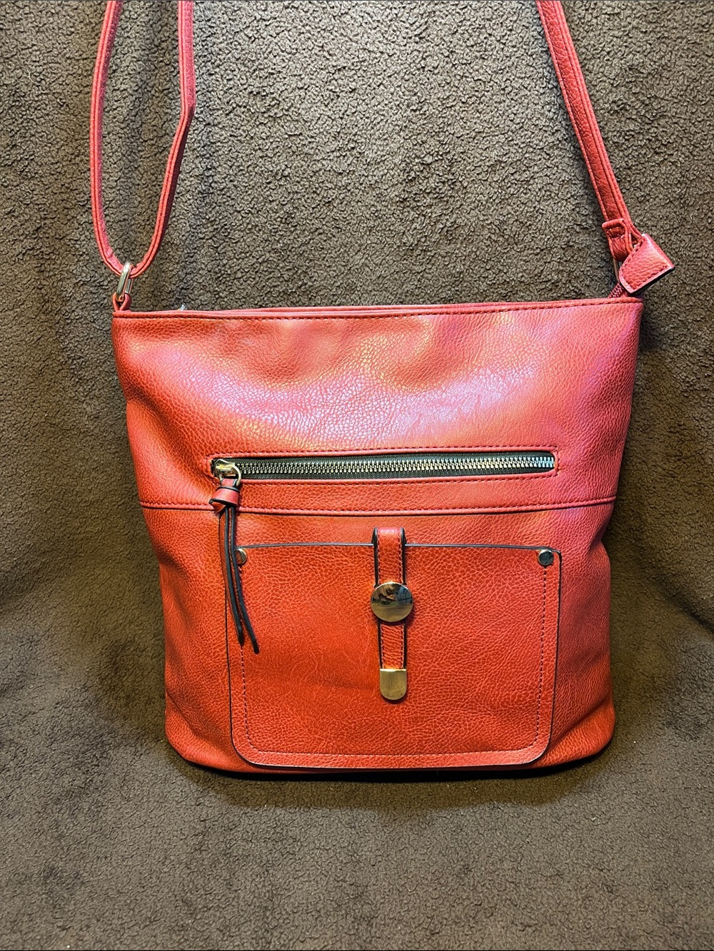 Badgley Mischka vegan Leather Crossbody Shoulder Bag in Orange#(P-1)